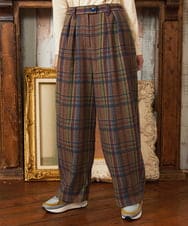 GJLAE41220 Jocomomola(ホコモモラ) Arriate チェック柄ワイドパンツ ネイビー