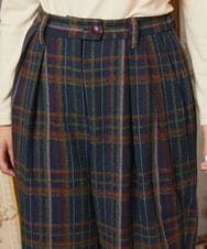 GJLAE41220 Jocomomola(ホコモモラ) Arriate チェック柄ワイドパンツ ネイビー