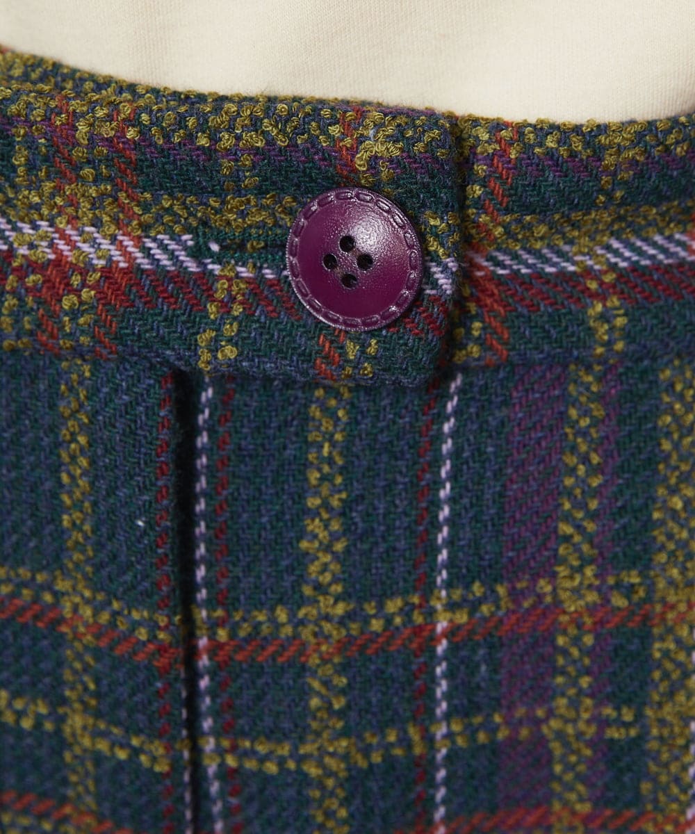 GJLAE41220 Jocomomola(ホコモモラ) Arriate チェック柄ワイドパンツ ネイビー