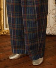 GJLAE41220 Jocomomola(ホコモモラ) Arriate チェック柄ワイドパンツ ネイビー
