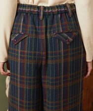 GJLAE41220 Jocomomola(ホコモモラ) Arriate チェック柄ワイドパンツ ネイビー