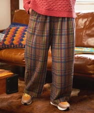 GJLAE41220 Jocomomola(ホコモモラ) Arriate チェック柄ワイドパンツ ベージュ