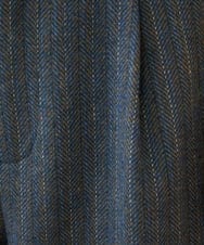 GJLAE42200 Jocomomola(ホコモモラ) Huellas de aves  へリンボーンワイドストレートパンツ ブルーグレー