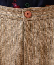 GJLAE42200 Jocomomola(ホコモモラ) Huellas de aves  へリンボーンワイドストレートパンツ ブルーグレー