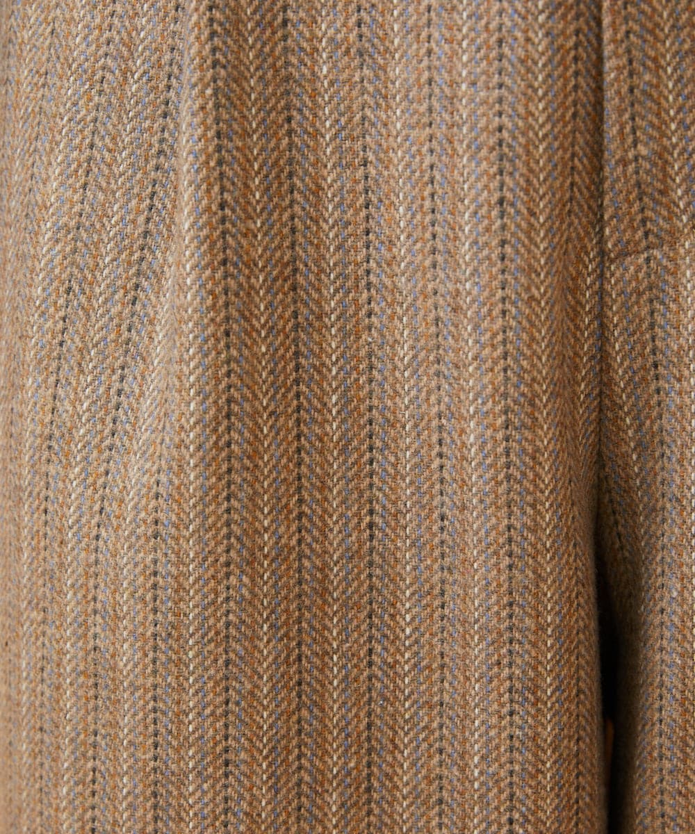 GJLAE42200 Jocomomola(ホコモモラ) Huellas de aves  へリンボーンワイドストレートパンツ ブルーグレー