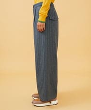 GJLAE42200 Jocomomola(ホコモモラ) Huellas de aves  へリンボーンワイドストレートパンツ ブルーグレー