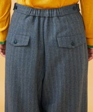 GJLAE42200 Jocomomola(ホコモモラ) Huellas de aves  へリンボーンワイドストレートパンツ ブルーグレー