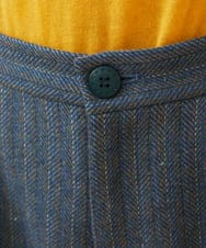 GJLAE42200 Jocomomola(ホコモモラ) Huellas de aves  へリンボーンワイドストレートパンツ ブルーグレー