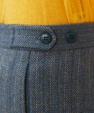 GJLAE42200 Jocomomola(ホコモモラ) Huellas de aves  へリンボーンワイドストレートパンツ ブルーグレー