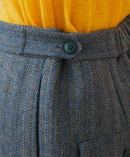 GJLAE42200 Jocomomola(ホコモモラ) Huellas de aves  へリンボーンワイドストレートパンツ ブルーグレー