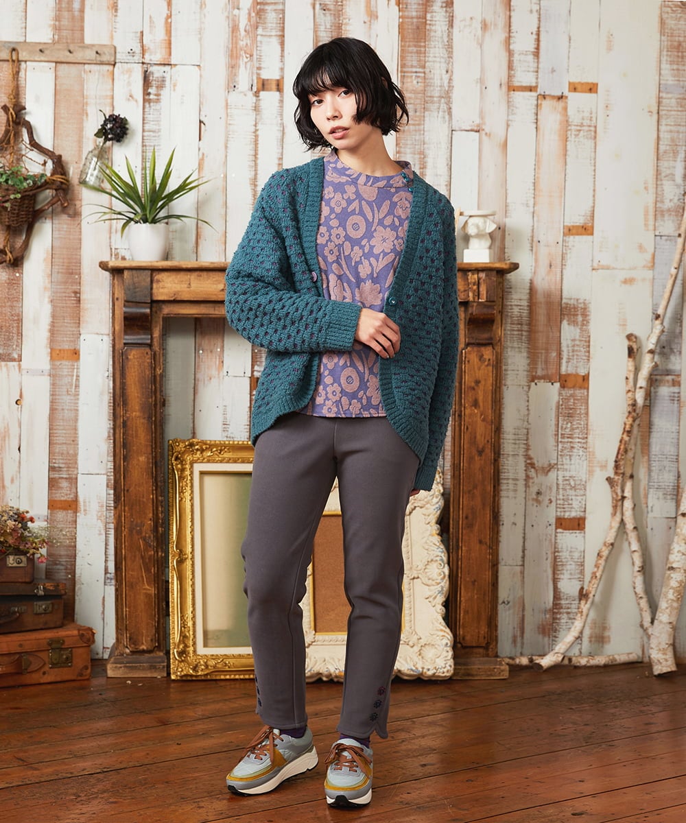 GJLAE43180 Jocomomola(ホコモモラ) Brillito 裏起毛ストレッチパンツ ブラウン