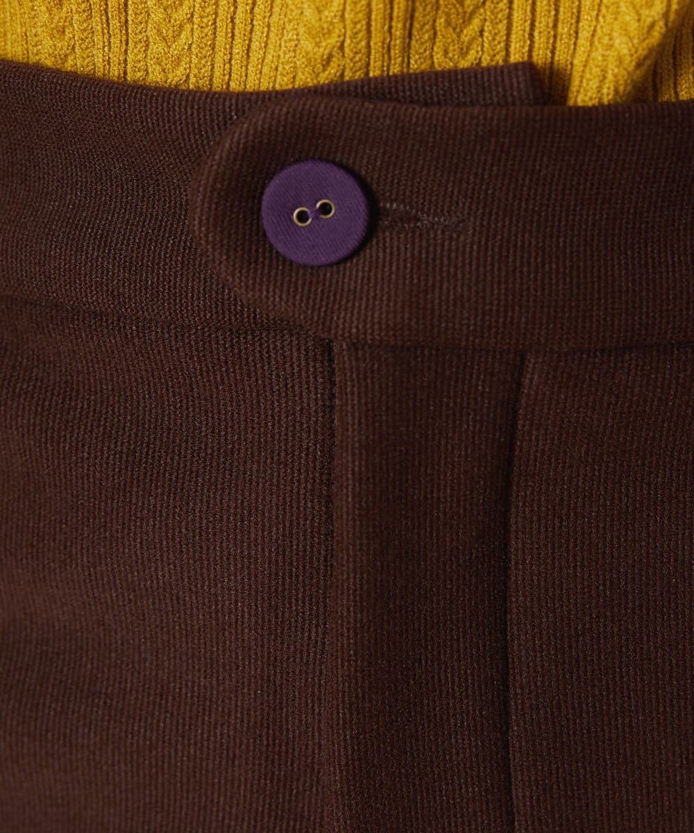 GJLAE43180 Jocomomola(ホコモモラ) Brillito 裏起毛ストレッチパンツ ブラウン