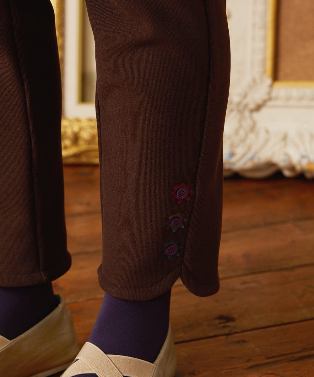 GJLAE43180 Jocomomola(ホコモモラ) Brillito 裏起毛ストレッチパンツ ブラウン