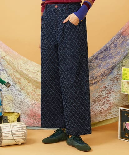 GJLAG36220 Jocomomola 裏起毛デニムストレートパンツ