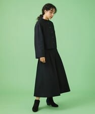 GJLAV51220 Jocomomola(ホコモモラ) 圧縮ウール天竺 ワイドパンツ ブラック