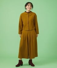 GJLAV51220 Jocomomola(ホコモモラ) 圧縮ウール天竺 ワイドパンツ ブラック