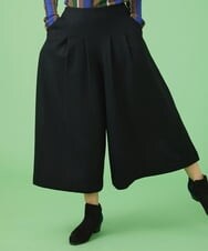 GJLAV51220 Jocomomola(ホコモモラ) 圧縮ウール天竺 ワイドパンツ ブラック