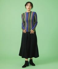 GJLAV51220 Jocomomola(ホコモモラ) 圧縮ウール天竺 ワイドパンツ ブラック
