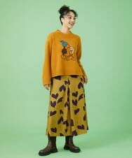 GJLAW03220 Jocomomola(ホコモモラ) Corazon ハートプリントワイドパンツ マスタード