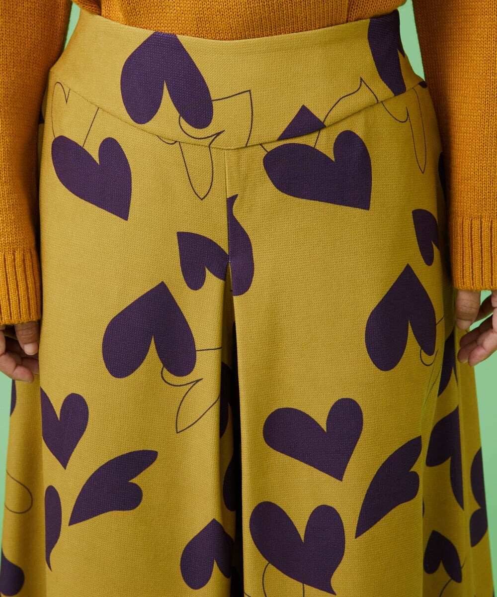 GJLAW03220 Jocomomola(ホコモモラ) Corazon ハートプリントワイドパンツ マスタード