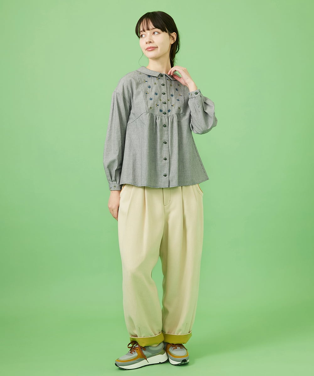 GJLCA31200 Jocomomola(ホコモモラ) ピーチ起毛ワイドパンツ アイボリー