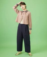 GJLCA50200 Jocomomola(ホコモモラ) カットソーツイード ワイドパンツ ネイビー