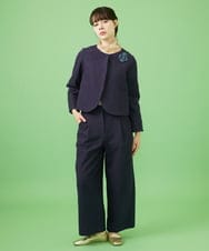 GJLCA50200 Jocomomola(ホコモモラ) カットソーツイード ワイドパンツ ネイビー