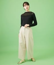 GJLCA50200 Jocomomola(ホコモモラ) カットソーツイード ワイドパンツ ネイビー