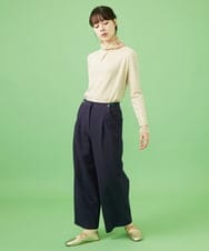 GJLCA50200 Jocomomola(ホコモモラ) カットソーツイード ワイドパンツ ネイビー