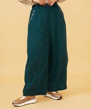 GJLCD32200 Jocomomola(ホコモモラ) 【早割10%OFF】ピーチ起毛ワイドパンツ グリーン