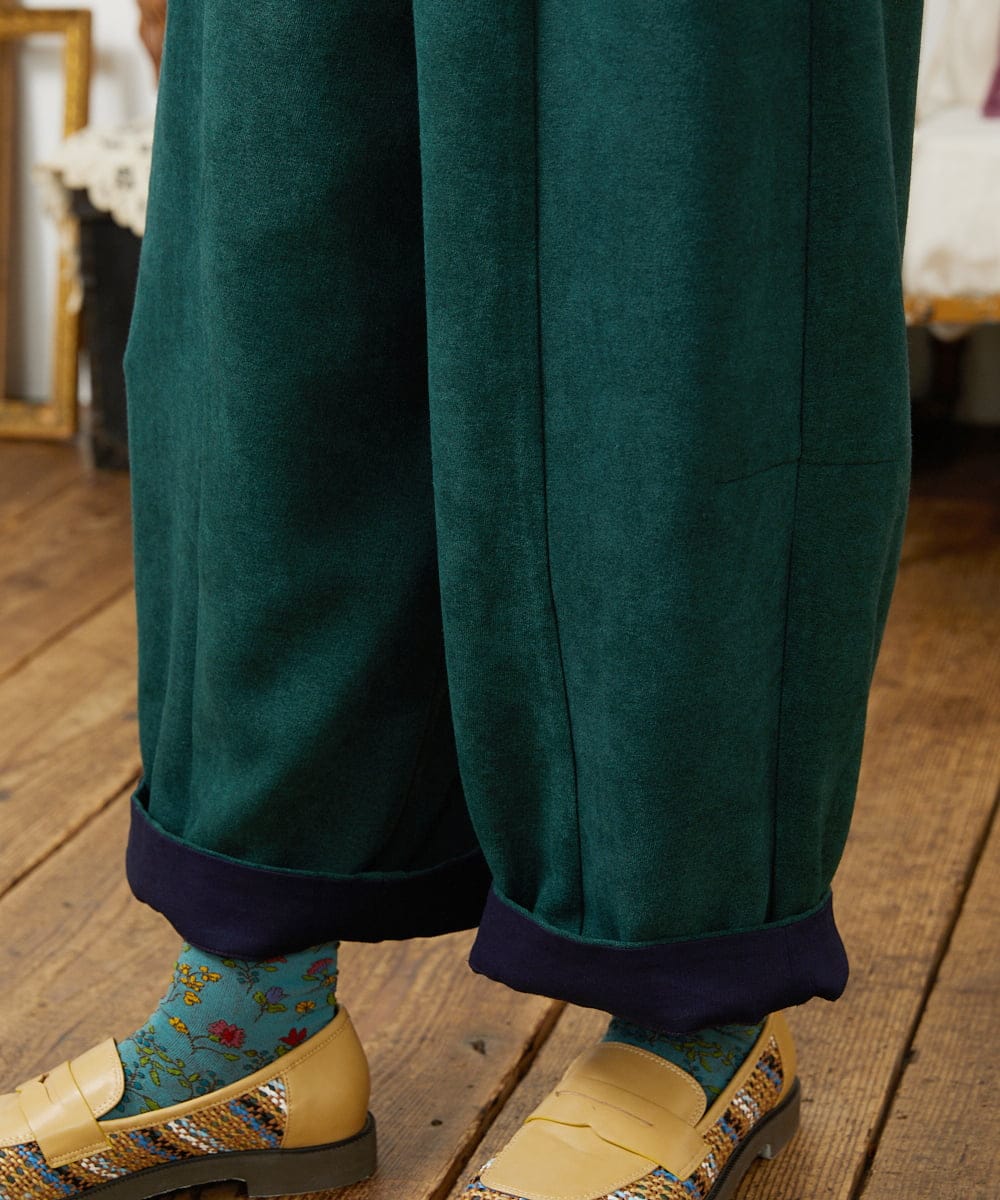 GJLCD32200 Jocomomola(ホコモモラ) Pradera ピーチ起毛ワイドパンツ グリーン