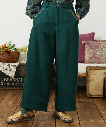 GJLCD32200 Jocomomola Pradera ピーチ起毛ワイドパンツ