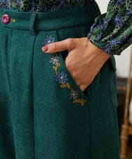 GJLCD32200 Jocomomola(ホコモモラ) Pradera ピーチ起毛ワイドパンツ グリーン