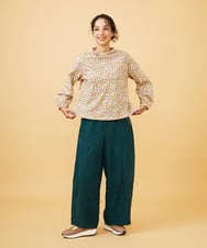 GJLCD32200 Jocomomola(ホコモモラ) 【早割10%OFF】ピーチ起毛ワイドパンツ グリーン