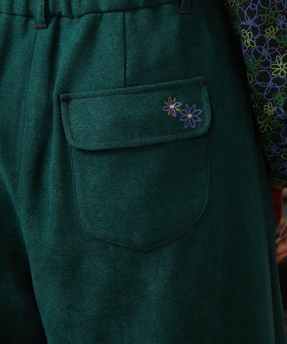 GJLCD32200 Jocomomola(ホコモモラ) Pradera ピーチ起毛ワイドパンツ グリーン