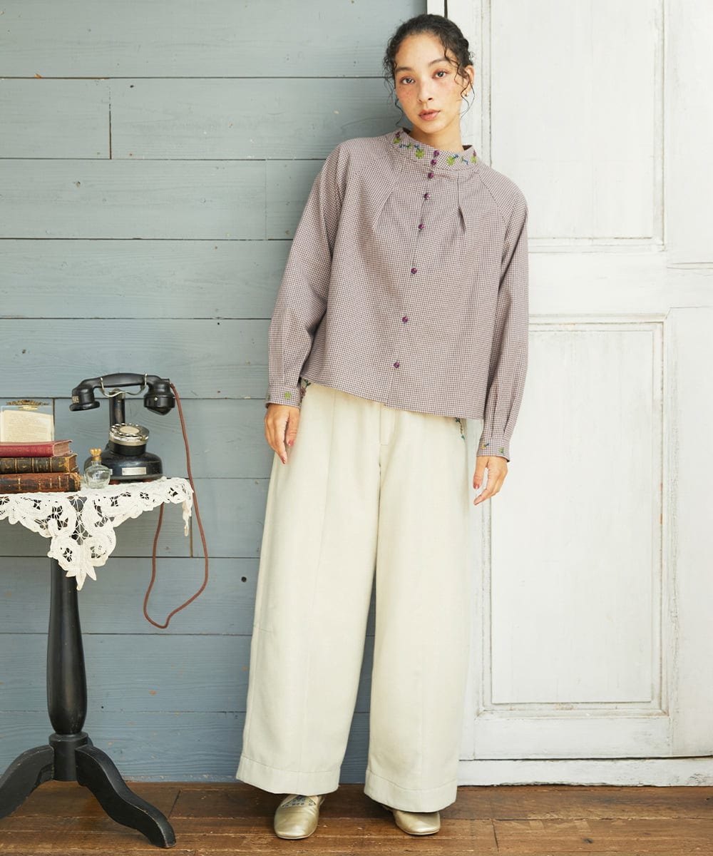 GJLCD32200 Jocomomola(ホコモモラ) Pradera ピーチ起毛ワイドパンツ ベージュ