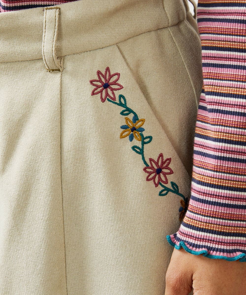 GJLCD32200 Jocomomola(ホコモモラ) Pradera ピーチ起毛ワイドパンツ ベージュ