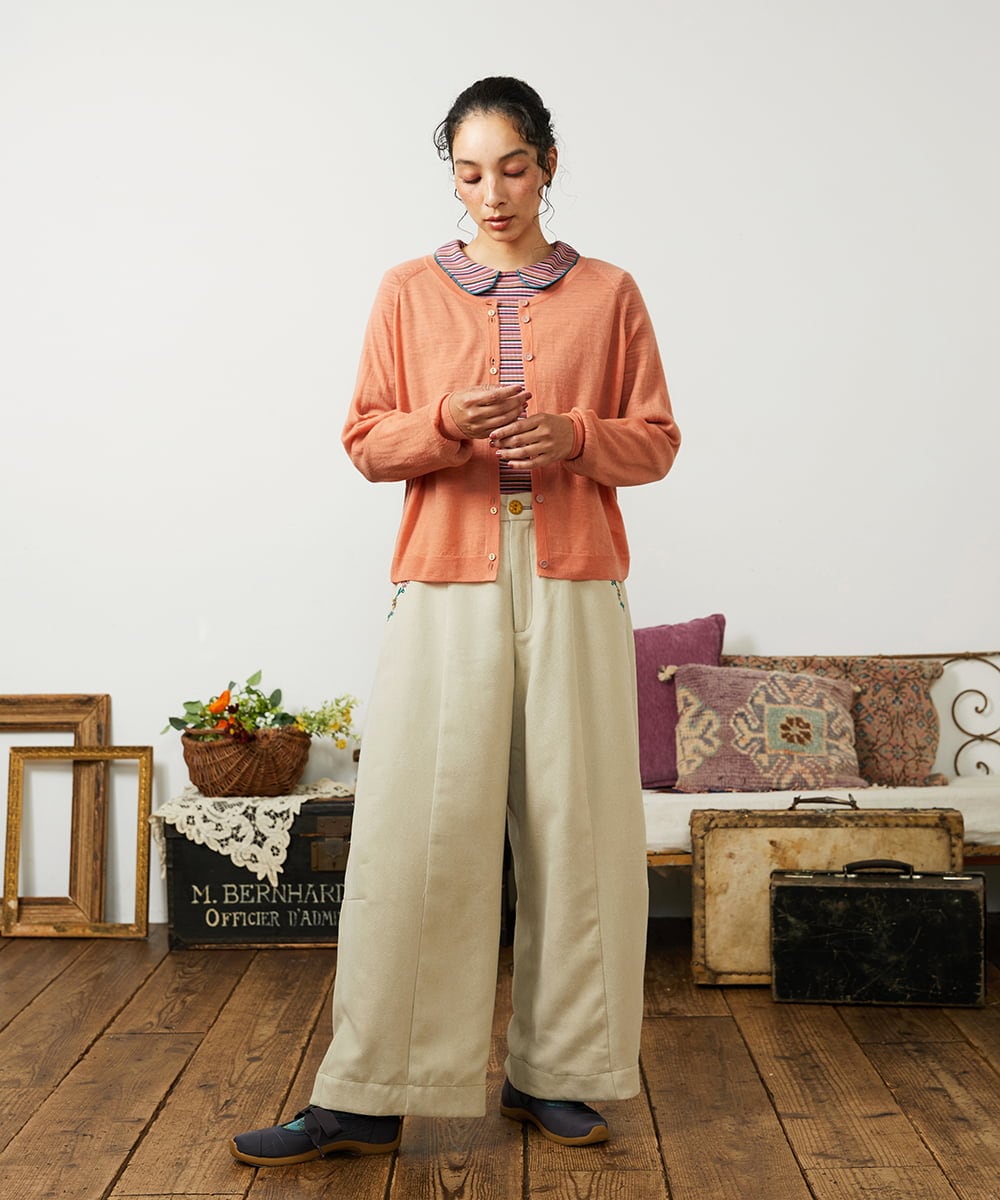 GJLCD32200 Jocomomola(ホコモモラ) Pradera ピーチ起毛ワイドパンツ ベージュ