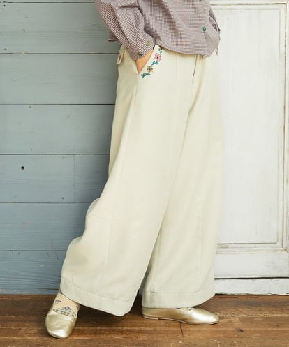 GJLCD32200 Jocomomola Pradera ピーチ起毛ワイドパンツ