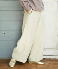 GJLCD32200 Jocomomola(ホコモモラ) Pradera ピーチ起毛ワイドパンツ ベージュ