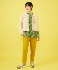 GJLDA33180 Jocomomola(ホコモモラ) カラーツイル 刺繍入りテーパードパンツ グリーン