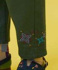 GJLDA33180 Jocomomola(ホコモモラ) カラーツイル 刺繍入りテーパードパンツ グリーン