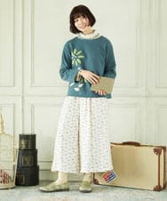 GJLDD01220 Jocomomola(ホコモモラ) Palominos 鳥プリントワイドパンツ アイボリー