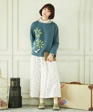 GJLDD01220 Jocomomola(ホコモモラ) Palominos 鳥プリントワイドパンツ アイボリー