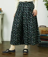 GJLDD01220 Jocomomola(ホコモモラ) Palominos 鳥プリントワイドパンツ ブラック