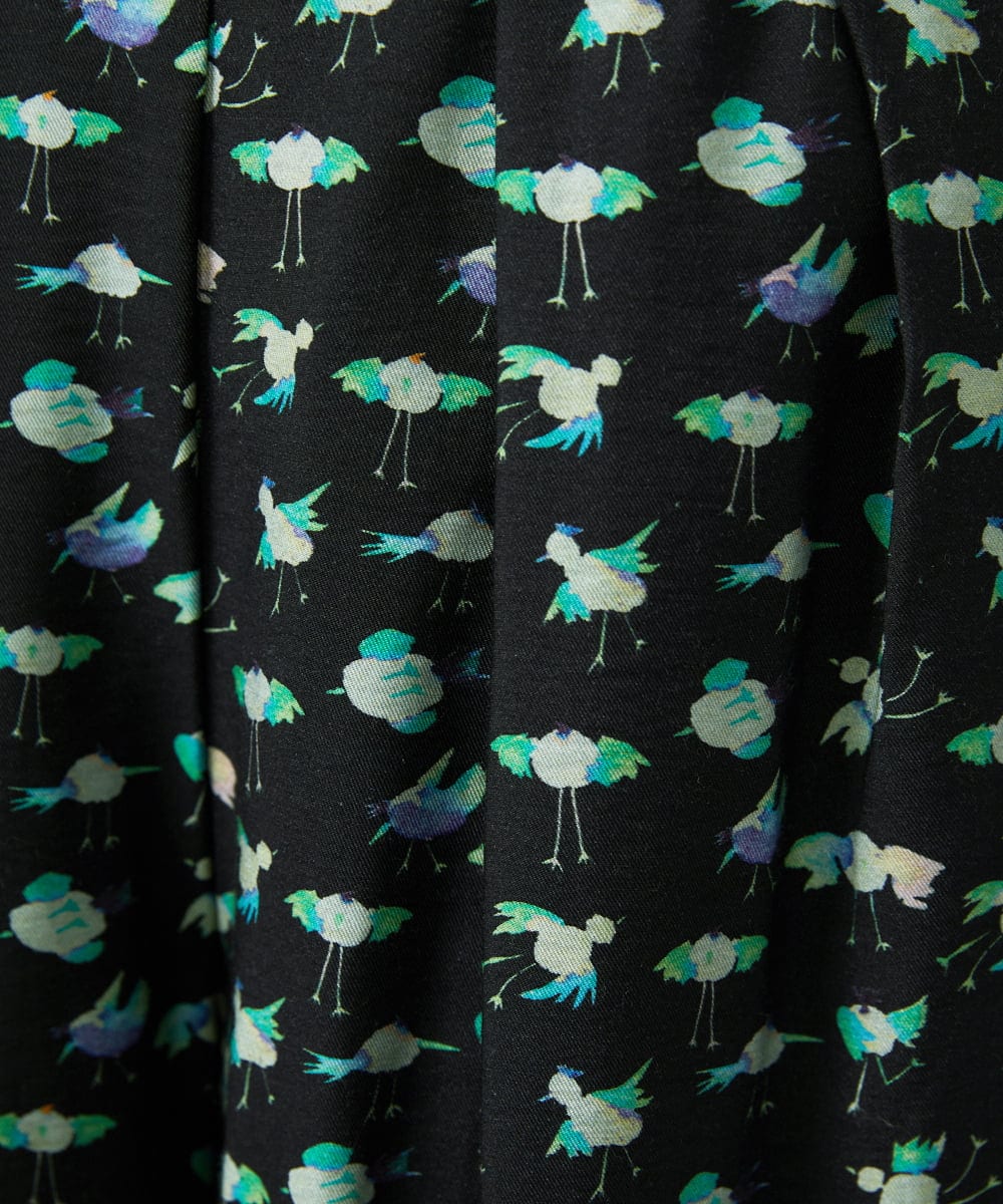 GJLDD01220 Jocomomola(ホコモモラ) Palominos 鳥プリントワイドパンツ ブラック