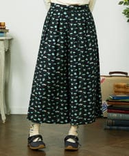 GJLDD01220 Jocomomola(ホコモモラ) Palominos 鳥プリントワイドパンツ ブラック