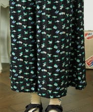 GJLDD01220 Jocomomola(ホコモモラ) Palominos 鳥プリントワイドパンツ ブラック