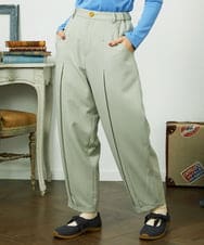 GJLDD36180 Jocomomola(ホコモモラ) Pluma de flecha カーブシルエットパンツ ライトグリーン