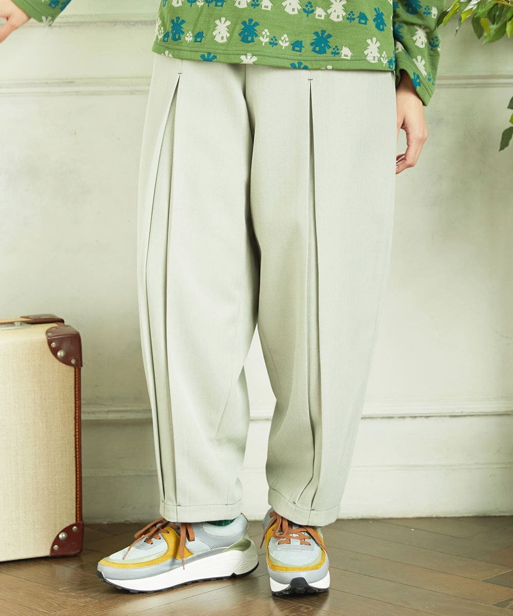 GJLDD36180 Jocomomola(ホコモモラ) Pluma de flecha カーブシルエットパンツ ライトグリーン